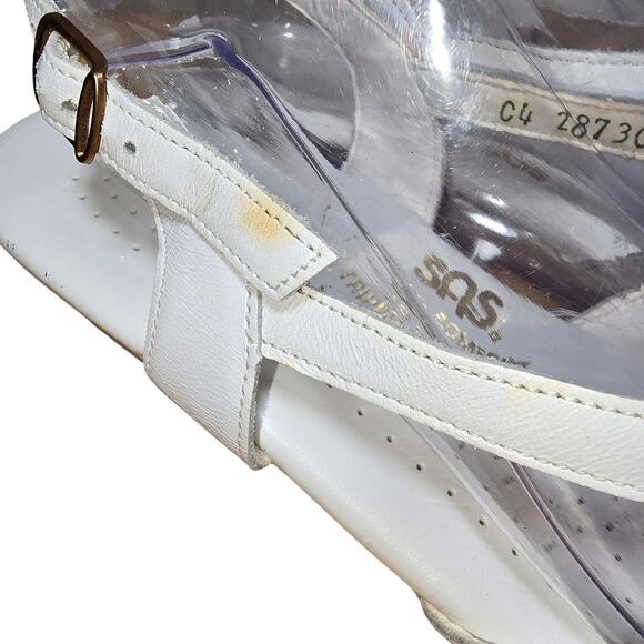 SAS Caress White Strap Wedge Sandal Womens 10 N Comfort Sandal Excellent - Picture 4 of 9